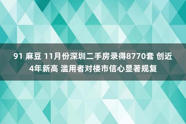 91 麻豆 11月份深圳二手房录得8770套 创近4年新高 滥用者对楼市信心显著规复