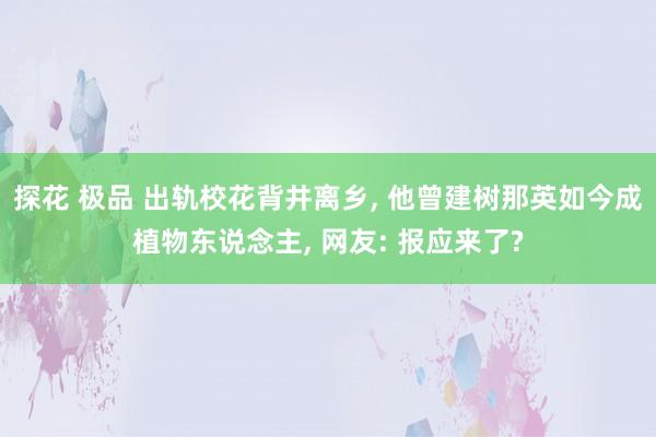 探花 极品 出轨校花背井离乡， 他曾建树那英如今成植物东说念主， 网友: 报应来了?