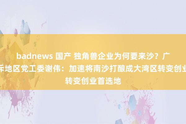 badnews 国产 独角兽企业为何要来沙？广州南沙斥地区党工委谢伟：加速将南沙打酿成大湾区转变创业首选地