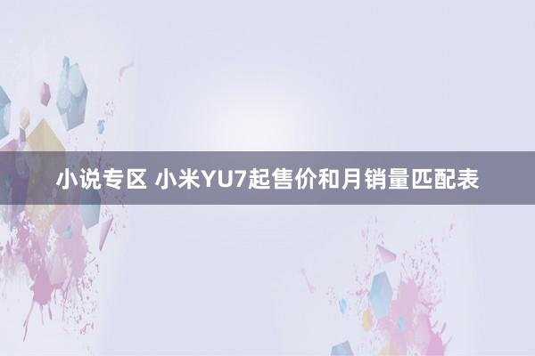 小说专区 小米YU7起售价和月销量匹配表
