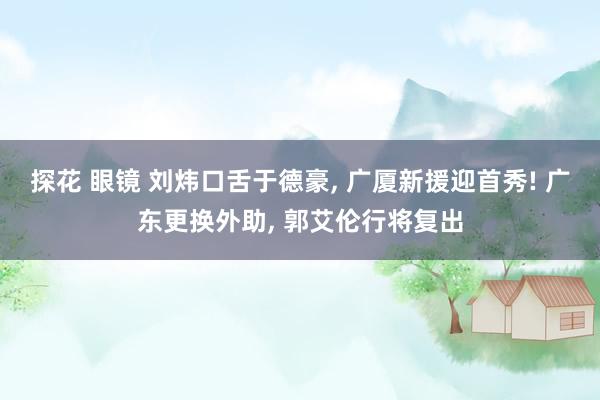 探花 眼镜 刘炜口舌于德豪， 广厦新援迎首秀! 广东更换外助， 郭艾伦行将复出