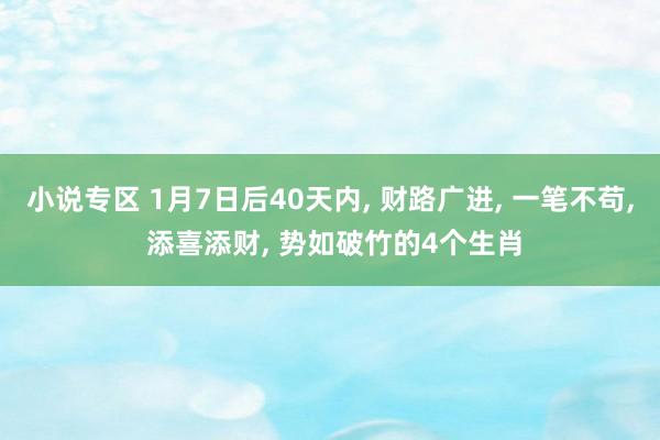 小说专区 1月7日后40天内， 财路广进， 一笔不苟， 添喜添财， 势如破竹的4个生肖