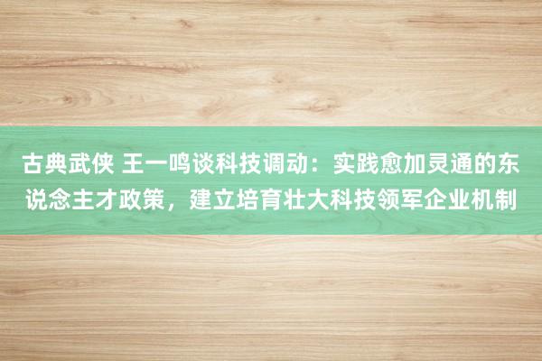 古典武侠 王一鸣谈科技调动：实践愈加灵通的东说念主才政策，建立培育壮大科技领军企业机制
