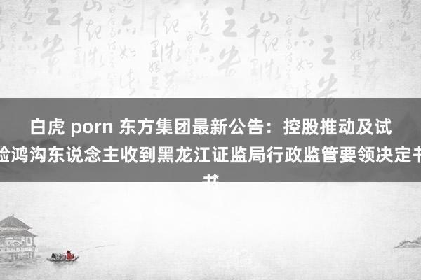 白虎 porn 东方集团最新公告：控股推动及试验鸿沟东说念主收到黑龙江证监局行政监管要领决定书