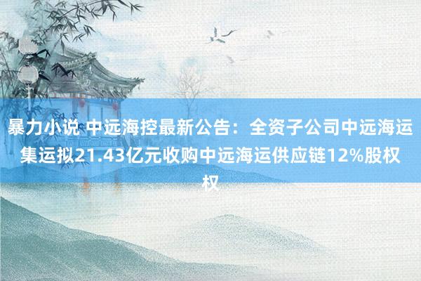 暴力小说 中远海控最新公告：全资子公司中远海运集运拟21.43亿元收购中远海运供应链12%股权