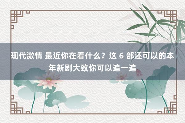 现代激情 最近你在看什么？这 6 部还可以的本年新剧大致你可以追一追