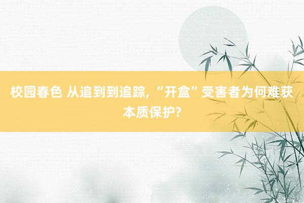 校园春色 从追到到追踪， “开盒”受害者为何难获本质保护?