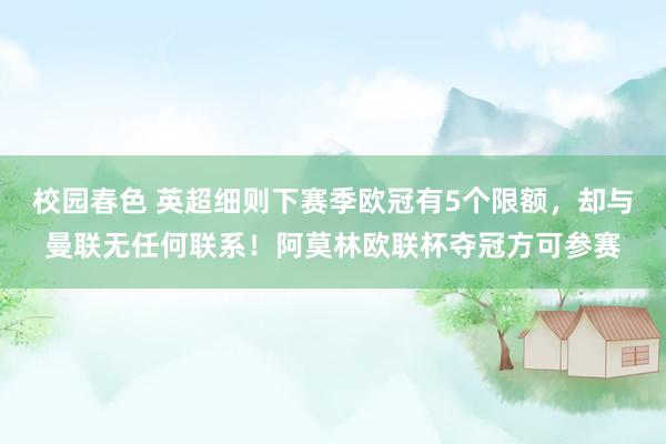 校园春色 英超细则下赛季欧冠有5个限额，却与曼联无任何联系！阿莫林欧联杯夺冠方可参赛
