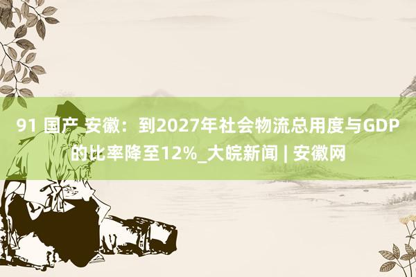 91 国产 安徽：到2027年社会物流总用度与GDP的比率降至12%_大皖新闻 | 安徽网