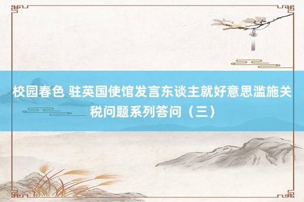 校园春色 驻英国使馆发言东谈主就好意思滥施关税问题系列答问（三）