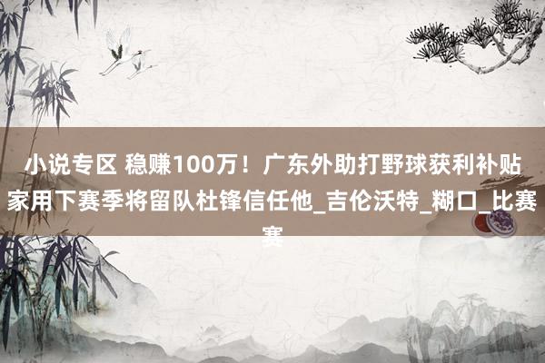 小说专区 稳赚100万！广东外助打野球获利补贴家用下赛季将留队杜锋信任他_吉伦沃特_糊口_比赛