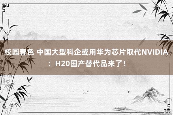 校园春色 中国大型科企或用华为芯片取代NVIDIA：H20国产替代品来了！