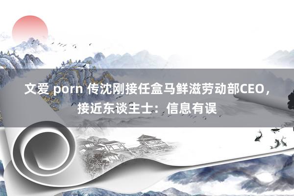 文爱 porn 传沈刚接任盒马鲜滋劳动部CEO，接近东谈主士：信息有误