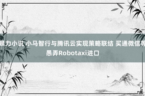 暴力小说 小马智行与腾讯云实现策略联结 买通微信等愚弄Robotaxi进口