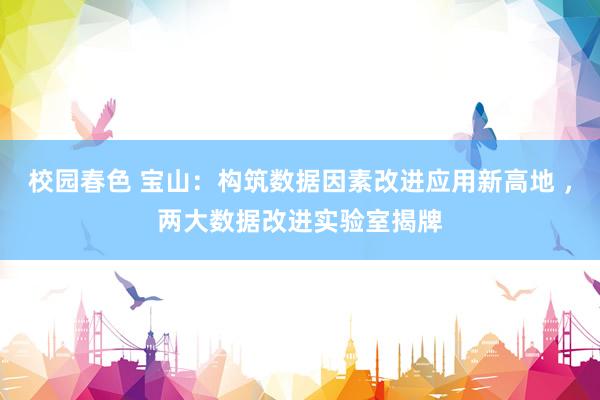 校园春色 宝山：构筑数据因素改进应用新高地 ，两大数据改进实验室揭牌